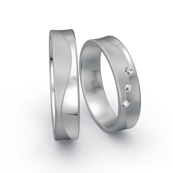Trauringe Platin 600 mit 0.03 ct. Brillanten GR15937