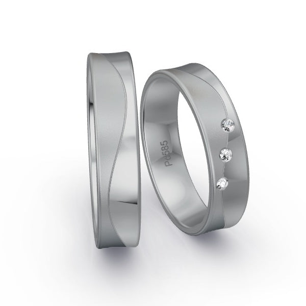 Trauringe Palladium 585 mit 0.03 ct. Brillanten GR15938