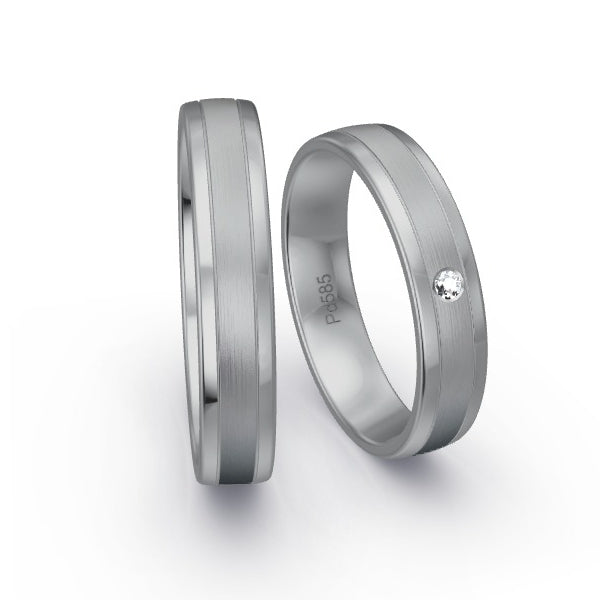 Trauringe Palladium 585 mit 0.02 ct. Brillanten GR15942