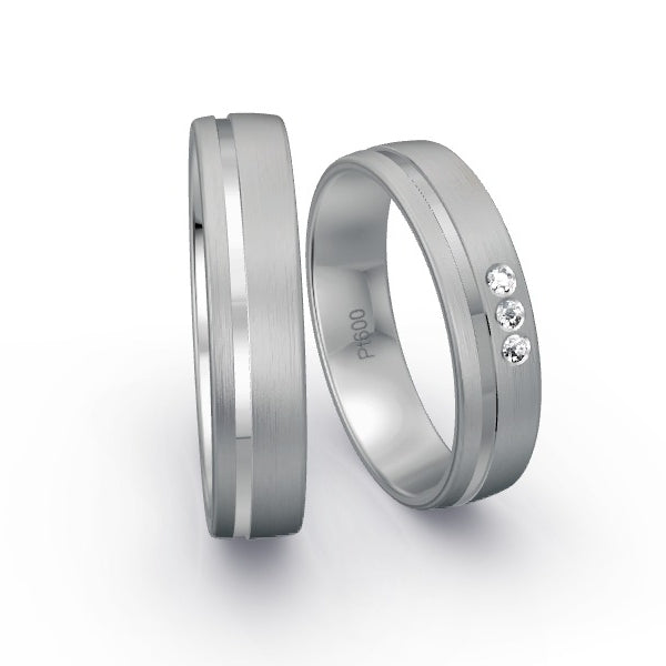 Trauringe Platin 600 mit 0.045 ct. Brillanten GR15945