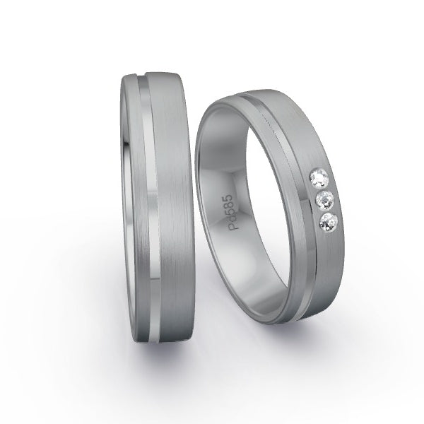 Trauringe Palladium 585 mit 0.045 ct. Brillanten GR15946