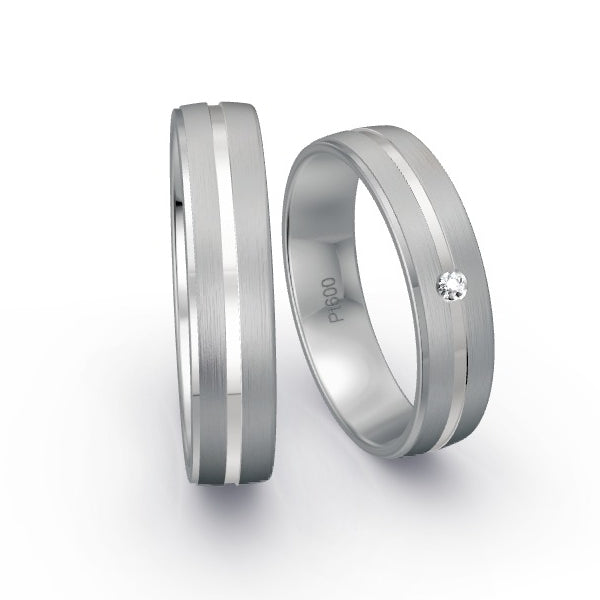Trauringe Platin 600 mit 0.02 ct. Brillanten GR15947