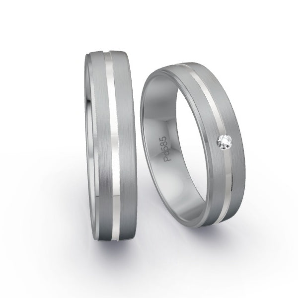 Trauringe Palladium 585 mit 0.02 ct. Brillanten GR15948