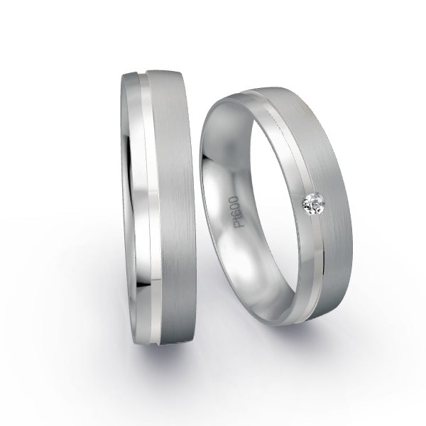 Trauringe Platin 600 mit 0.02 ct. Brillanten GR15951