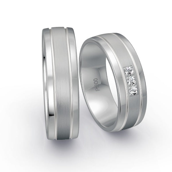 Trauringe Platin 600 mit 0.09 ct. Brillanten GR15963