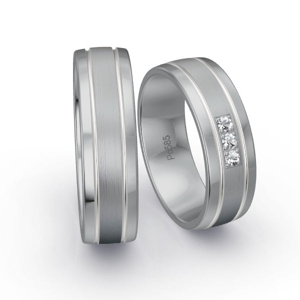 Trauringe Palladium 585 mit 0.09 ct. Brillanten GR15964