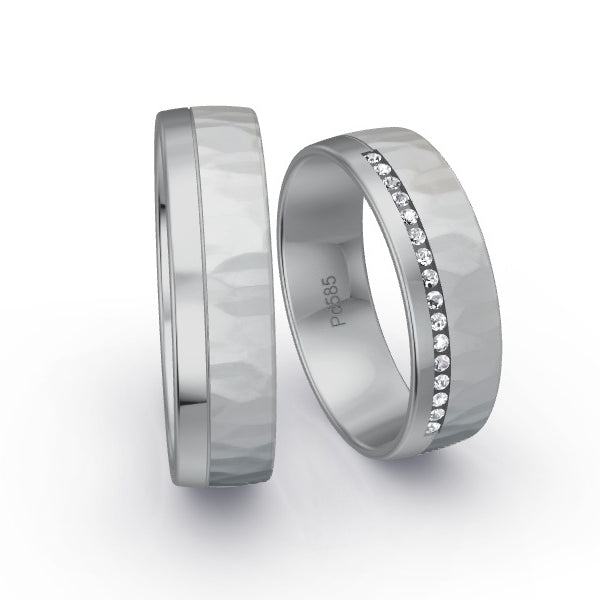 Trauringe Palladium 585 mit 0.08 ct. Brillanten GR15970