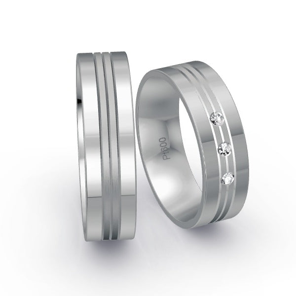 Trauringe Platin 600 mit 0.045 ct. Brillanten GR15973