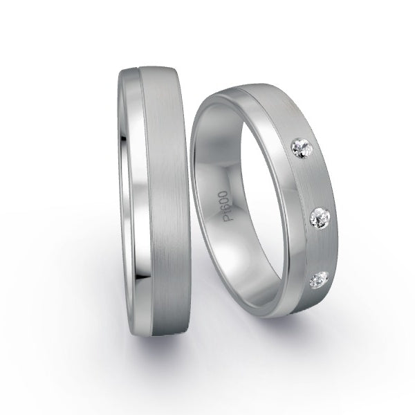 Trauringe Platin 600 mit 0.06 ct. Brillanten GR15975