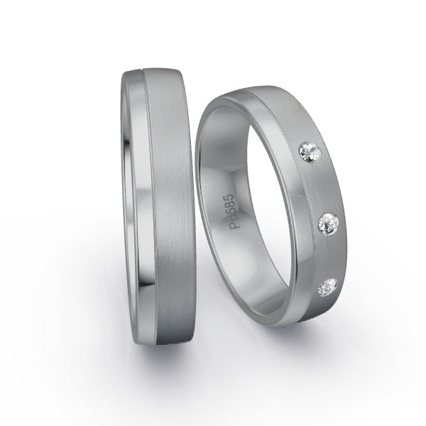Trauringe Palladium 585 mit 0.06 ct. Brillanten GR15976