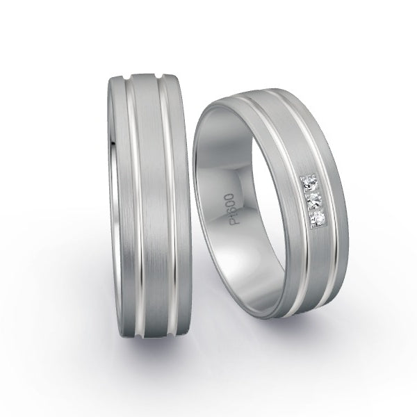 Trauringe Platin 600 mit 0.03 ct. Brillanten GR15977