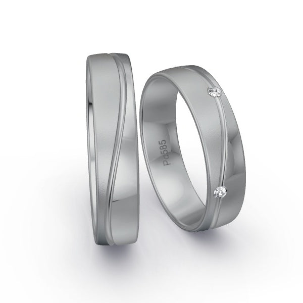 Trauringe Palladium 585 mit 0.075 ct. Brillanten GR15980