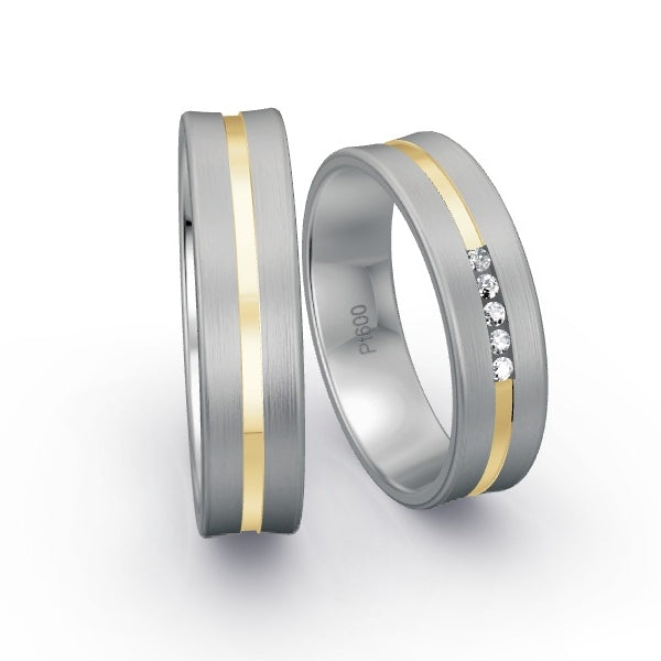 Trauringe Platin 600 mit 0.05 ct. Brillanten GR15981