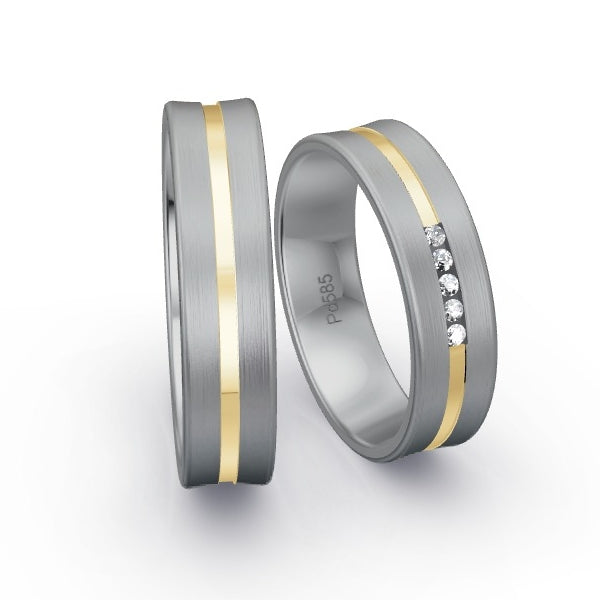 Trauringe Palladium 585 mit 0.05 ct. Brillanten GR15982