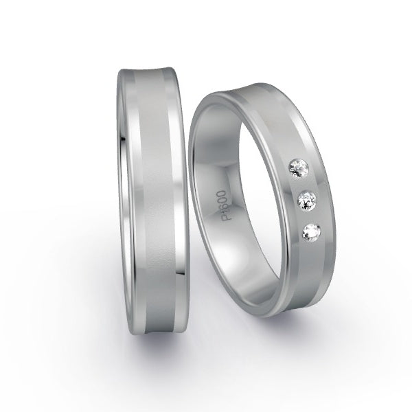 Trauringe Platin 600 mit 0.045 ct. Brillanten GR15985