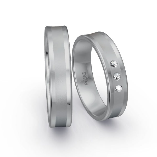 Trauringe Palladium 585 mit 0.045 ct. Brillanten GR15986