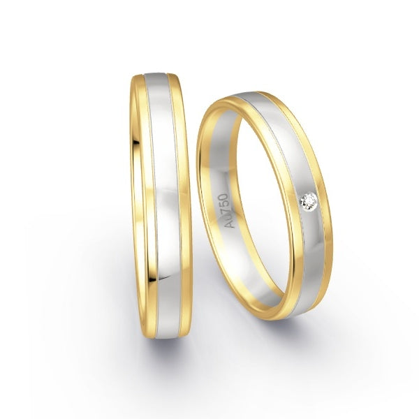 Trauringe Gelbgold 750 / Weissgold 750 mit 0.01 ct. Brillanten GR14878