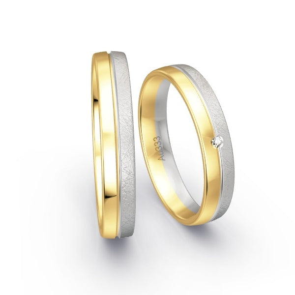 Trauringe Gelbgold 333 / Weissgold 333 mit 0.01 ct. Brillanten GR14884