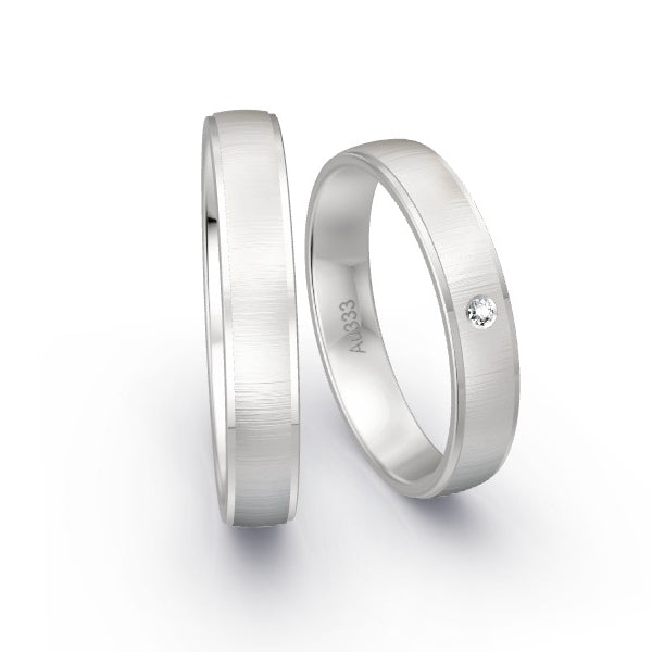 Trauringe Weissgold 333 mit 0.015 ct. Brillanten GR14894