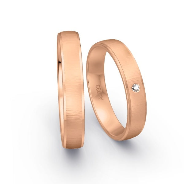 Trauringe Rotgold 333 mit 0.015 ct. Brillanten GR14896