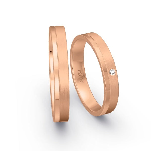 Trauringe Rotgold 333 mit 0.01 ct. Brillanten GR14905