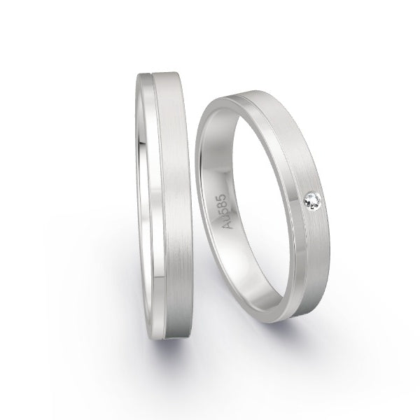 Trauringe Weissgold 585 mit 0.01 ct. Brillanten GR14906
