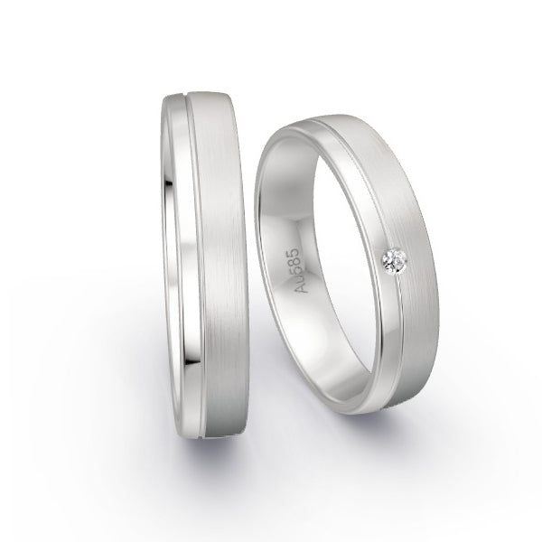 Trauringe Weissgold 585 mit 0.015 ct. Brillanten GR14915