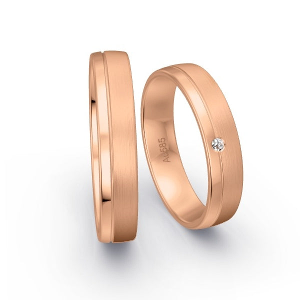Trauringe Rotgold 585 mit 0.015 ct. Brillanten GR14917