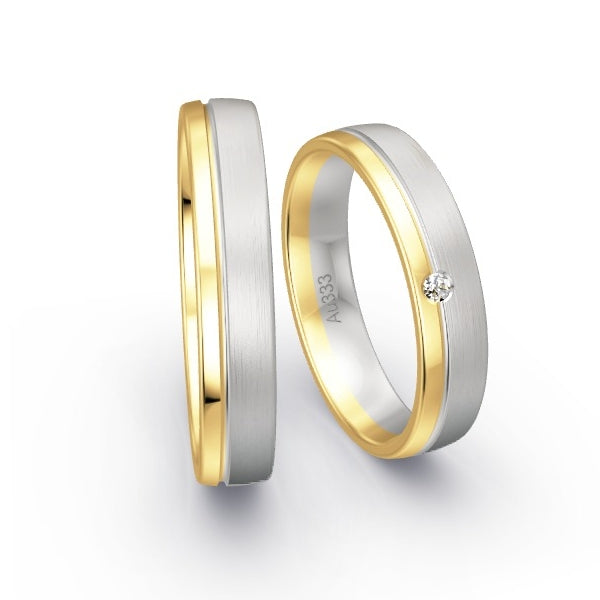 Trauringe Gelbgold 333 / Weissgold 333 mit 0.02 ct. Brillanten GR14921