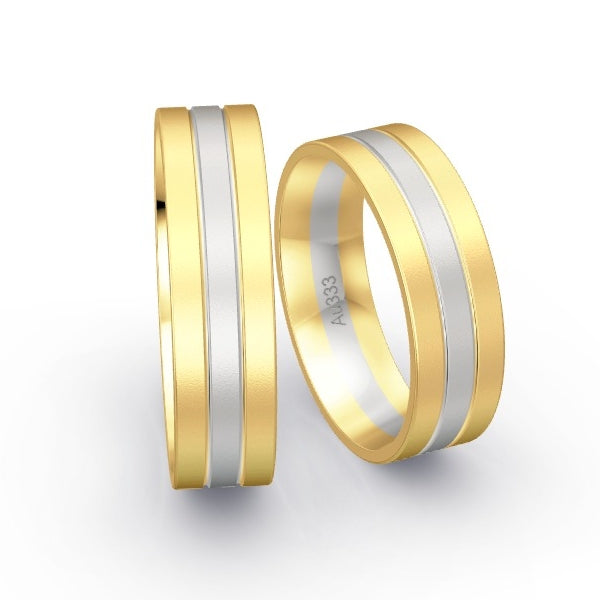 Trauringe Gelbgold 333 / Weissgold 333 ohne Steine GR14933