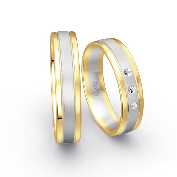 Trauringe Gelbgold 333 / Weissgold 333 mit 0.03 ct. Brillanten GR14945
