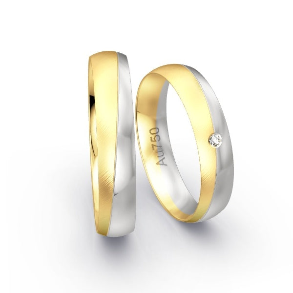 Trauringe Gelbgold 750 / Weissgold 750 mit 0.015 ct. Brillanten GR23943