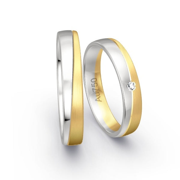 Trauringe Weissgold 750 / Gelbgold 750 mit 0.02 ct. Brillanten GR24116