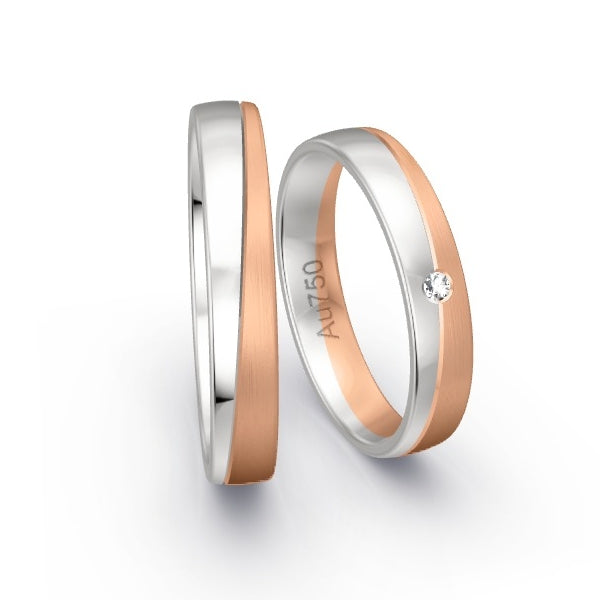 Trauringe Weissgold 750 / Rotgold 750 mit 0.02 ct. Brillanten GR24118