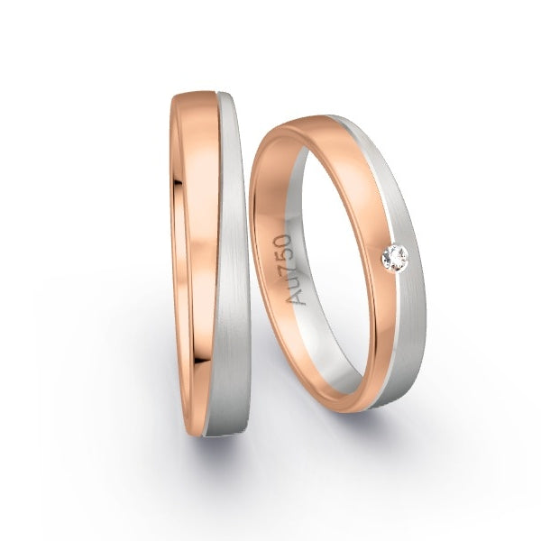Trauringe Rotgold 750 / Weissgold 750 mit 0.02 ct. Brillanten GR24119