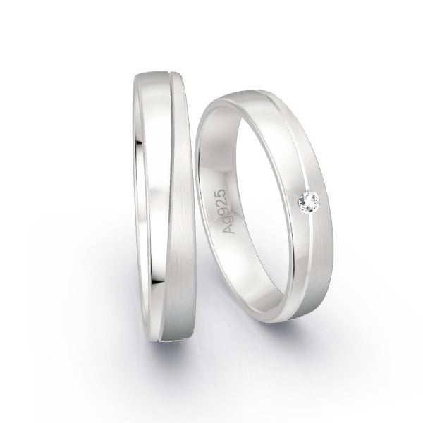Trauringe Silber 925 mit 0.02 ct. Brillanten GR24120