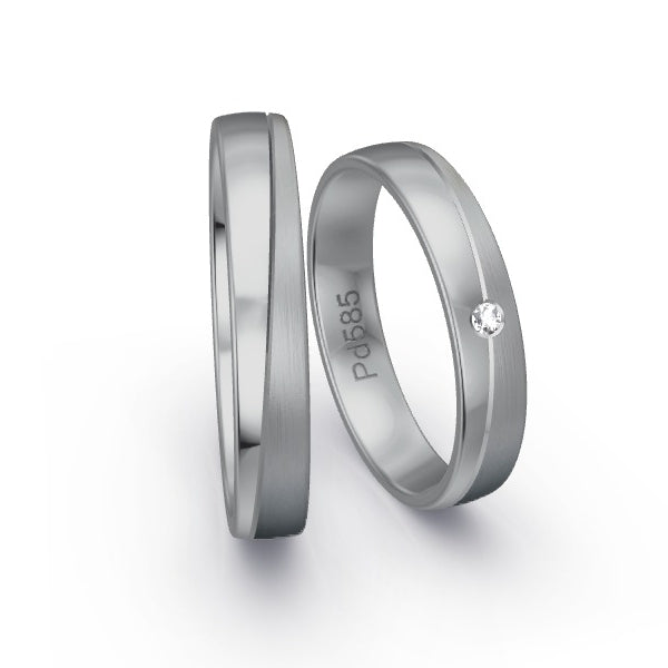 Trauringe Palladium 585 mit 0.02 ct. Brillanten GR24122