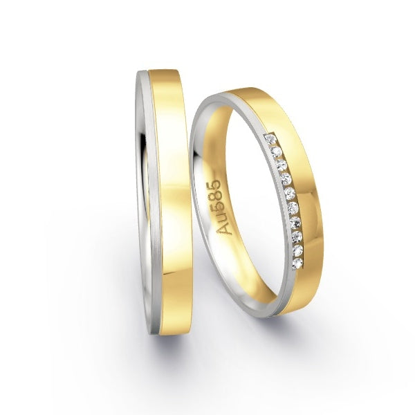 Trauringe Weissgold 585 / Gelbgold 585 mit 0.05 ct. Brillanten GR24232