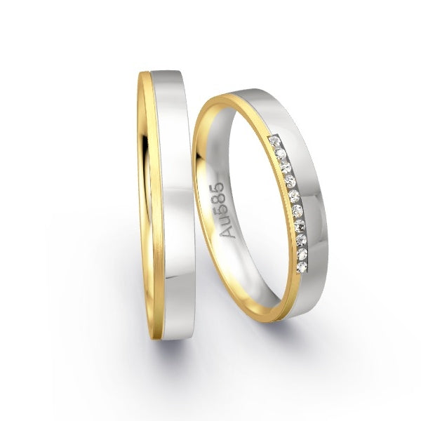 Trauringe Gelbgold 585 / Weissgold 585 mit 0.05 ct. Brillanten GR24233