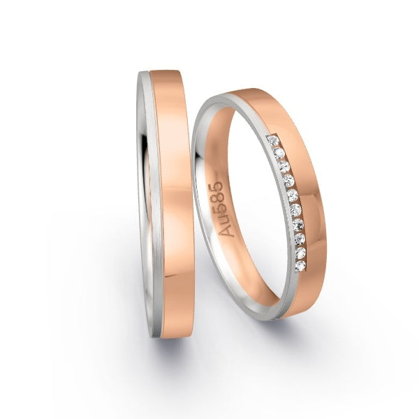 Trauringe Weissgold 585 / Rotgold 585 mit 0.05 ct. Brillanten GR24234