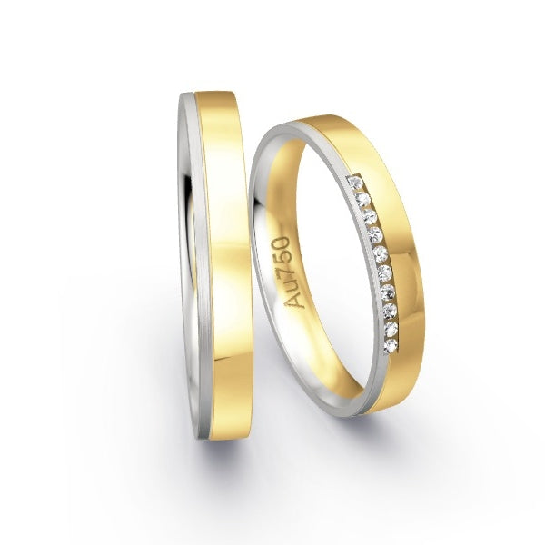 Trauringe Weissgold 750 / Gelbgold 750 mit 0.05 ct. Brillanten GR24236
