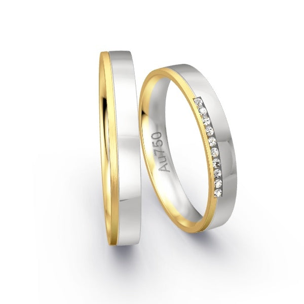 Trauringe Gelbgold 750 / Weissgold 750 mit 0.05 ct. Brillanten GR24237