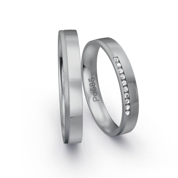 Trauringe Palladium 585 mit 0.05 ct. Brillanten GR24242