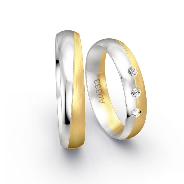 Trauringe Weissgold 333 / Gelbgold 333 mit 0.06 ct. Brillanten GR24243