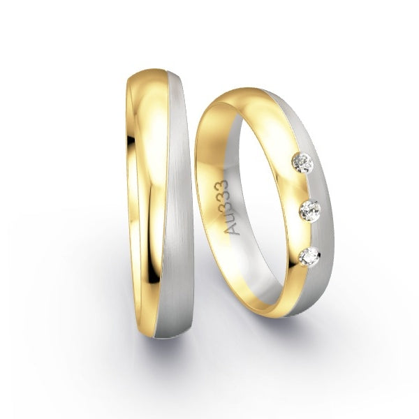 Trauringe Gelbgold 333 / Weissgold 333 mit 0.06 ct. Brillanten GR24244