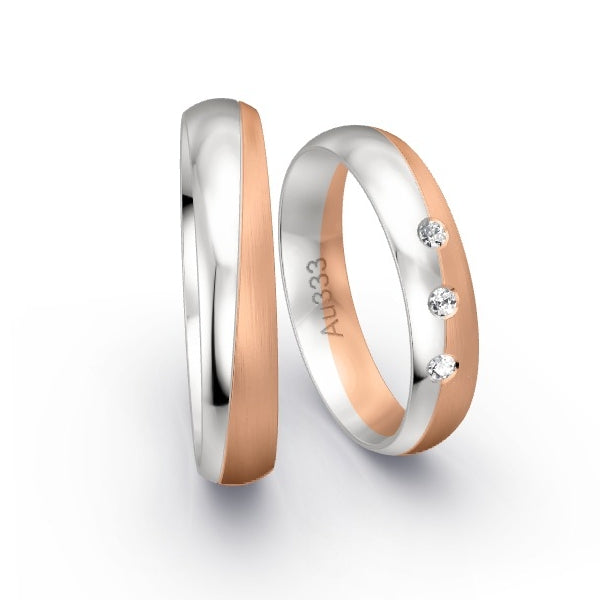 Trauringe Weissgold 333 / Rotgold 333 mit 0.06 ct. Brillanten GR24245