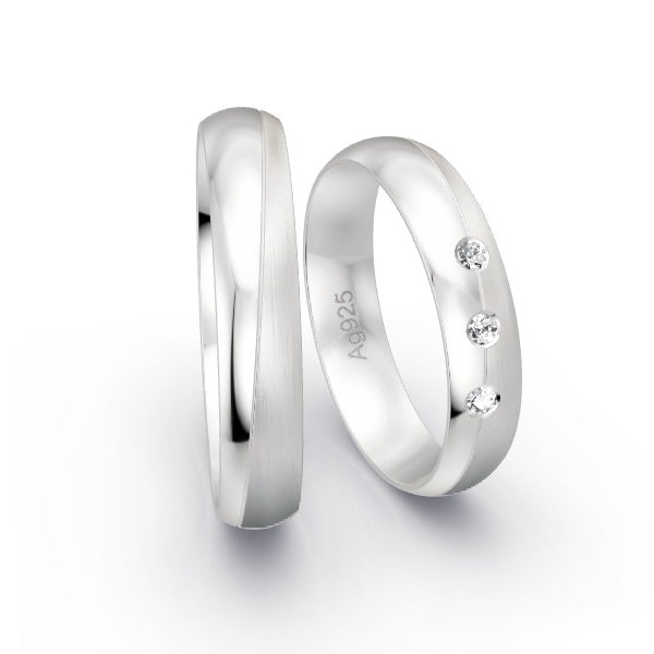 Trauringe Silber 925 mit 0.06 ct. Brillanten GR24255