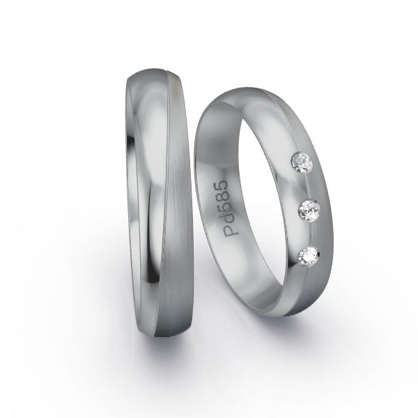 Trauringe Palladium 585 mit 0.06 ct. Brillanten GR24257