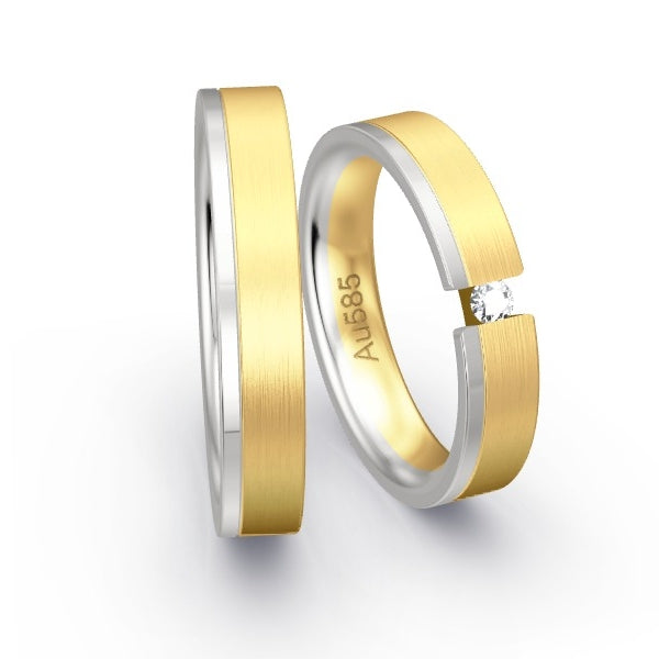 Trauringe Weissgold 585 / Gelbgold 585 mit 0.07 ct. Brillanten GR24429