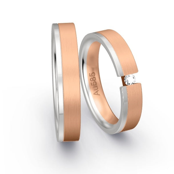 Trauringe Weissgold 585 / Rotgold 585 mit 0.07 ct. Brillanten GR24431